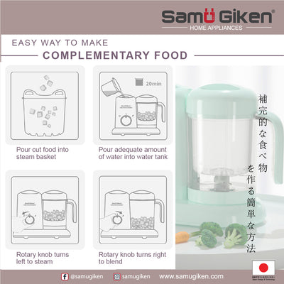 [SAMU GIKEN] 4 in 1 Baby Food Processor Blender Steamer