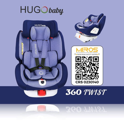 [HUGOBABY] 360 Twist Car Seat ISOFIX 360 Newborn to 12 Years Carseat + FREE GIFTS BY FABULOUSMOM [6 Years Warranty]