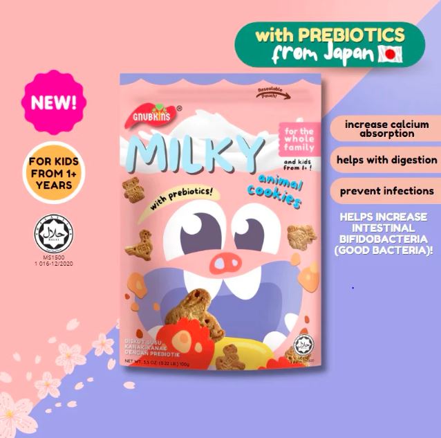 [GNUBKINS] Prebiotic Kids Cookies Double Chocolate Chip / Milky Animal Baby  100g