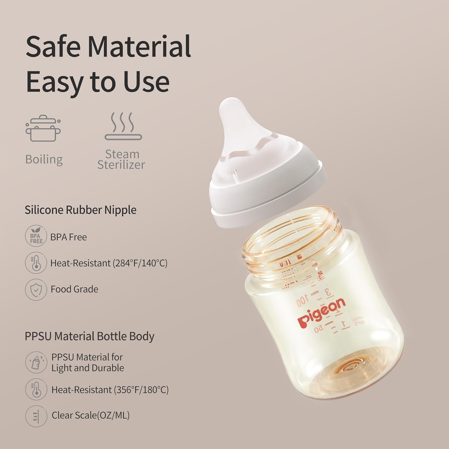 Pigeon Wide Neck PPSU Feeding Nursing Bottle Soft Teat PPSU Bottle