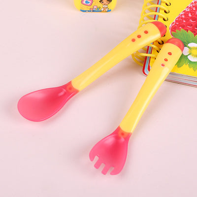 Baby Silicone Fork & Spoon with Heat Temperature Sensor