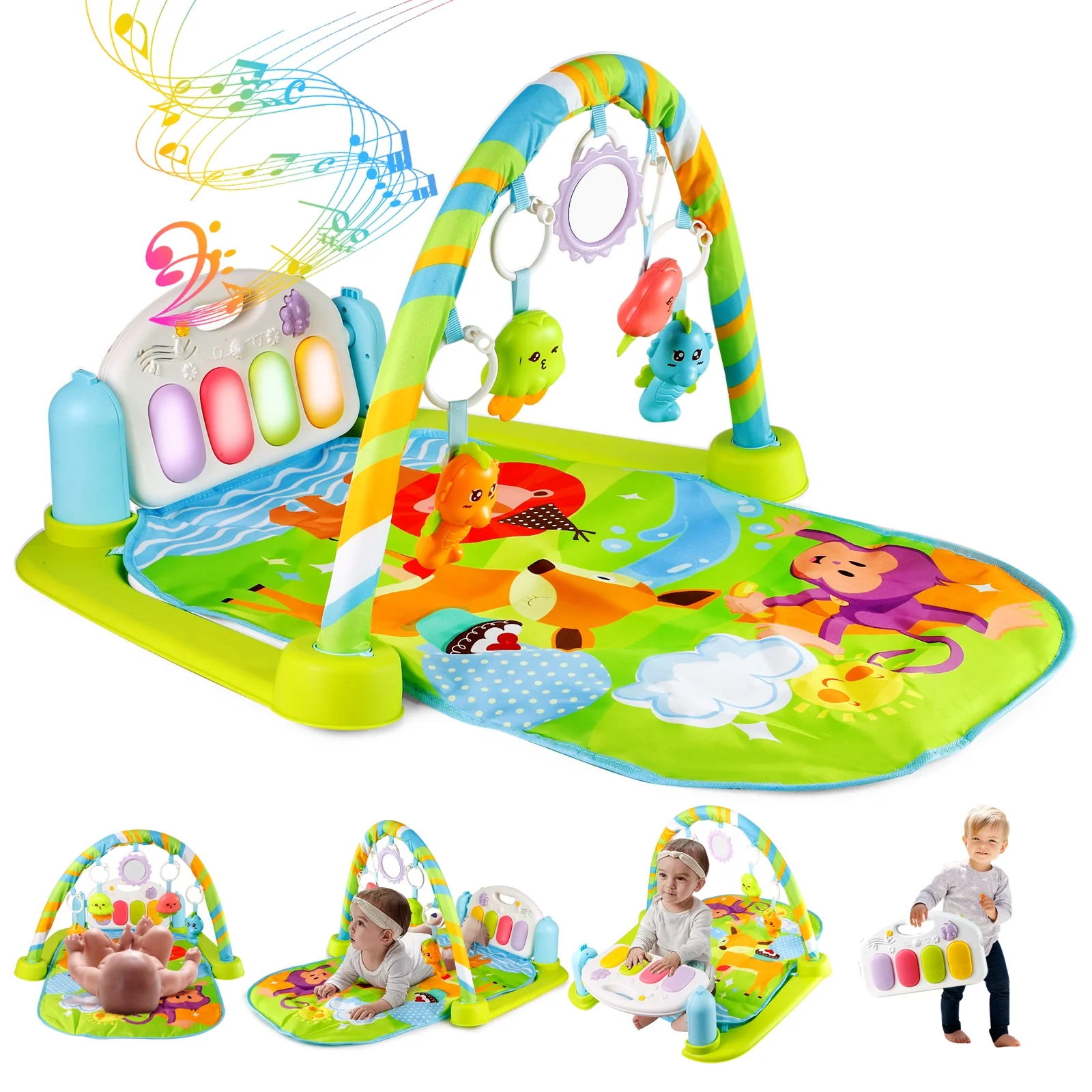 Baby girl play mat with piano sales