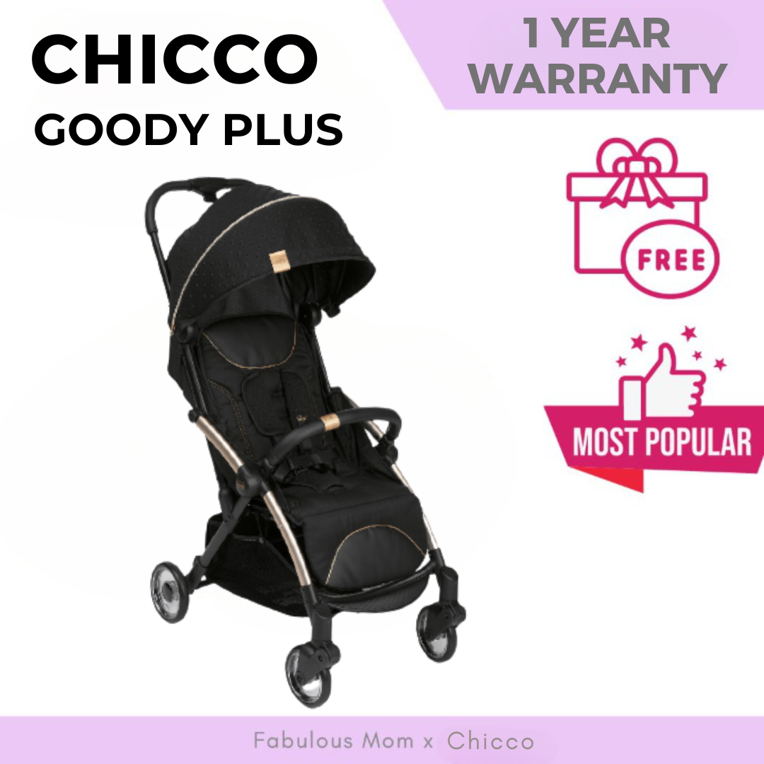 Chicco Goody Plus Black RE-LUX Stroller + FREE GIFTS (3 TIER DRYING RACK OR CADDY DIAPER ORGANIZER BAG)