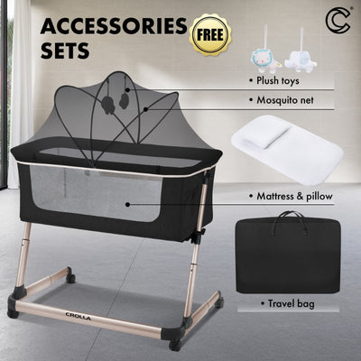 [CROLLA] STELLA BEDSIDE COT NEWBORN TO 9KG + 1 YEAR WARRANTY