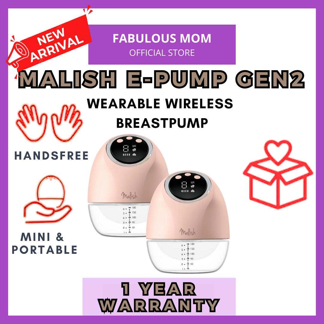 Malish E-Pump 2nd Gen Slim Wearable Handsfree Breastpump Gen2 Rechargeable Pam Susu + FREE GIFTS