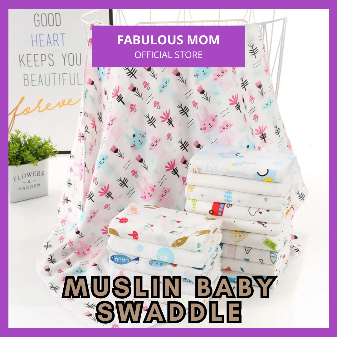 Muslin Cotton Baby Soft Swaddle Bedung Bayi Selimut