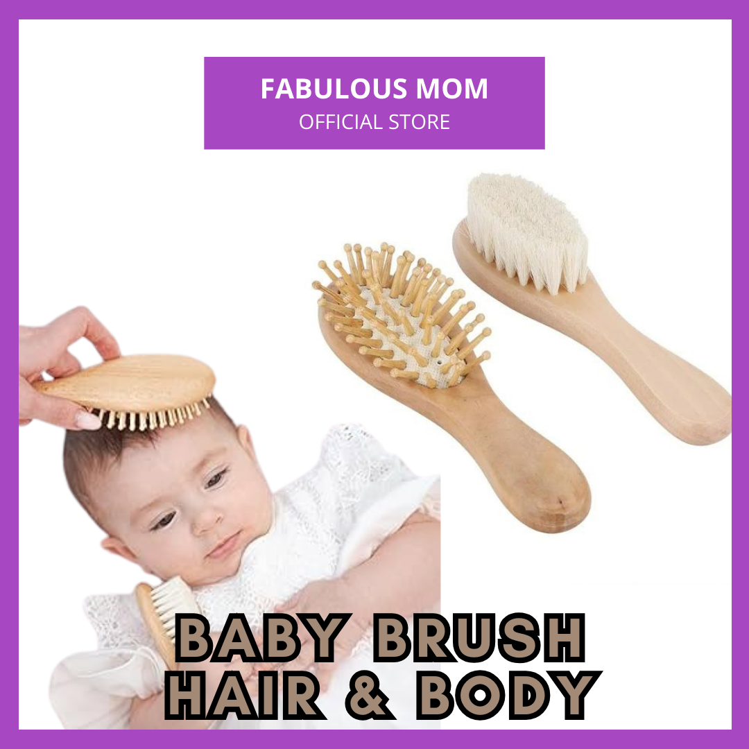 Wooden Baby Hair & Body Brush & Comb