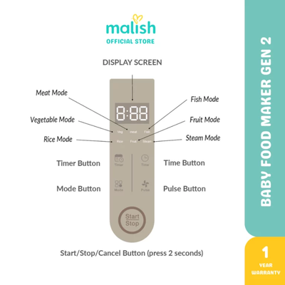 [MALISH] GEN 2 Baby Smart Food Processor Blender Steamer Multifunction