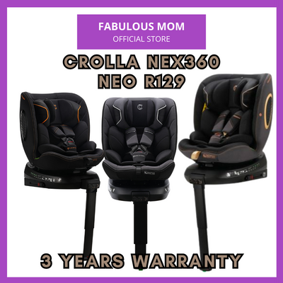 MOTHER'S DAY PROMO[CROLLA] NEW NEX360 NEO R129 Car Seat ISOFIX 360 Newborn to 12 Years 150cm [3 Years Warranty] + FREE CROLLA CAR SEAT MIRROR