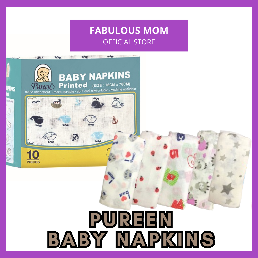 [PUREEN] Baby Napkins Plain & Printed 10s