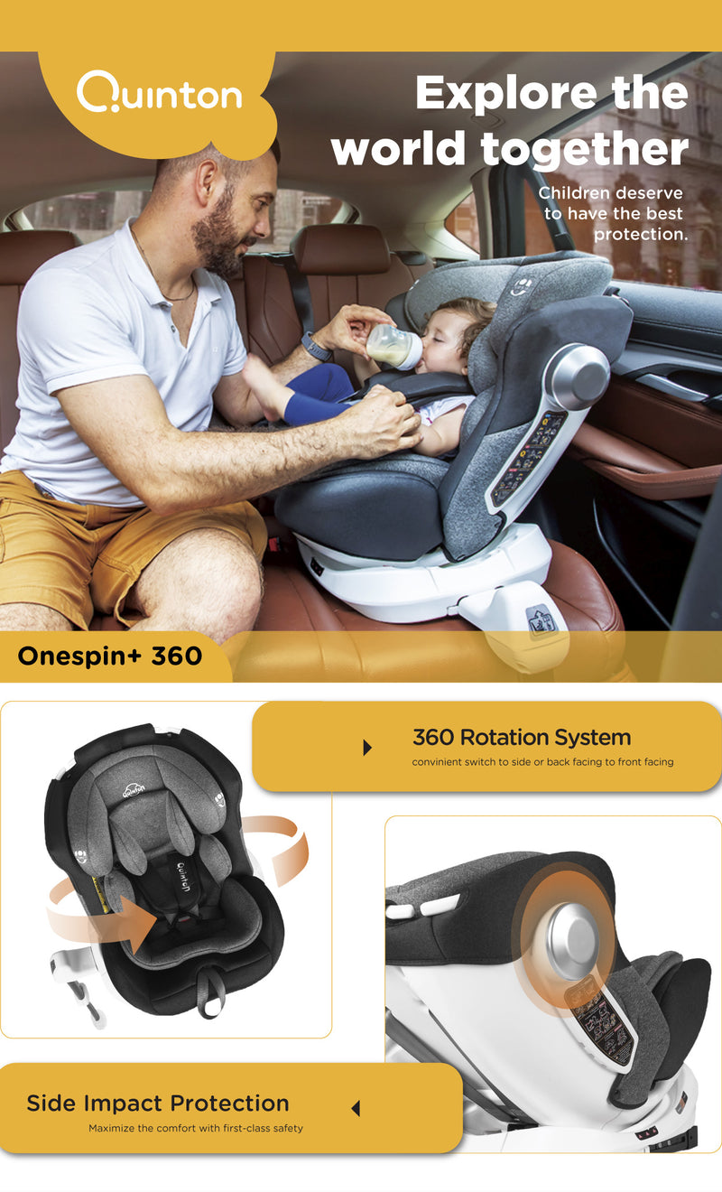 Quinton OneSpin 360 With Leg Support Carseat Newborn to 12 Years Old + FREE GIFT [3 Years Warranty]