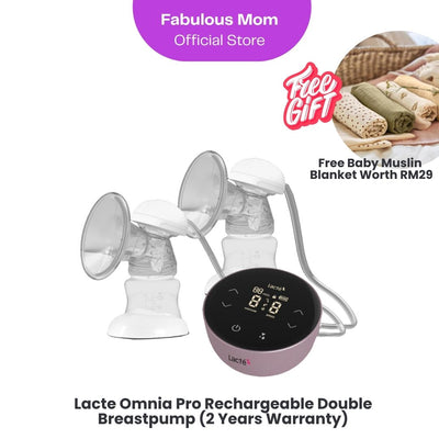 Lacte Duet Omnia Pro Rechargeable Double Breast Pump + Free Baby Muslin Blanket Worth RM29