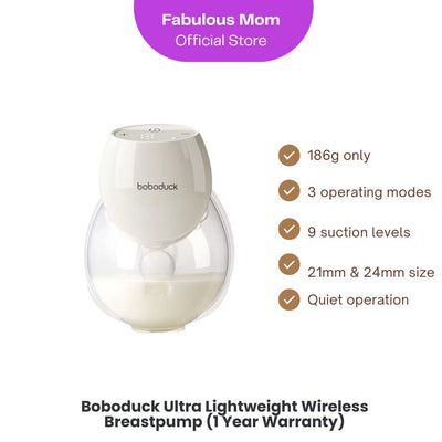 Boboduck Ultra Lightweight Handsfree Wearable Breastpump + 1 Year Warranty