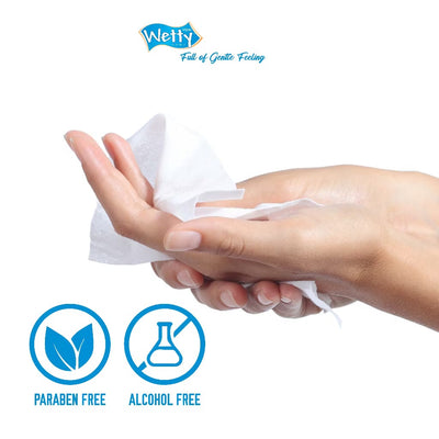 Wetty Wet Tissue Fragrance Free Extra Thick Honeycomb Halal Wet Wipes 1 x 30's