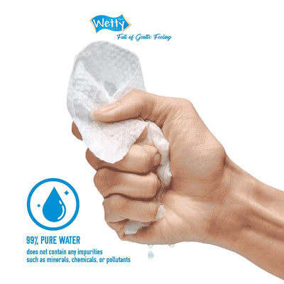 Wetty Wet Tissue Fragrance Free Extra Thick Honeycomb Halal Wet Wipes 1 x 30's