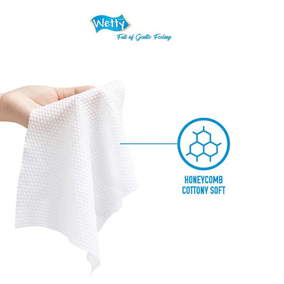 Wetty Wet Tissue Fragrance Free Extra Thick Honeycomb Halal Wet Wipes 1 x 30's