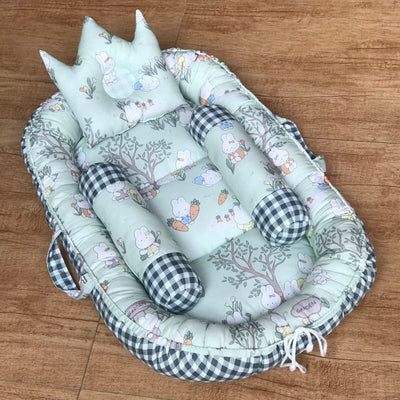 Baby Nest Bed With Pillow Bolsters Full Cotton Portable Travel Bed