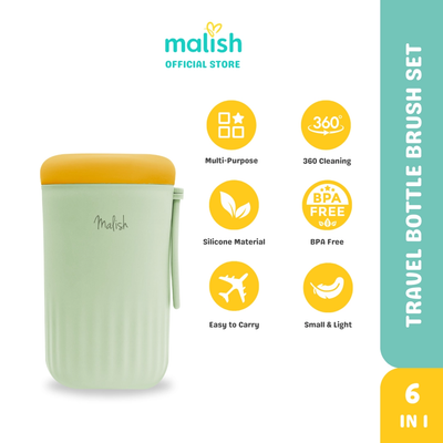 [MALISH] Travel Bottle Brush Multifunctional Silicone Berus Botol Set