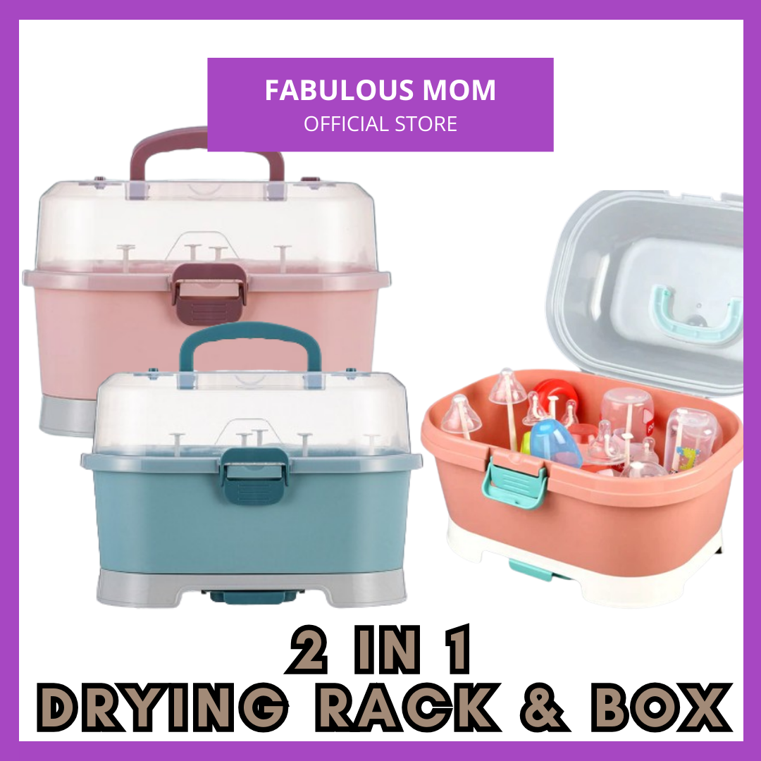 Baby Bottle Accessories Drying Rack With Storage Box 2 in 1