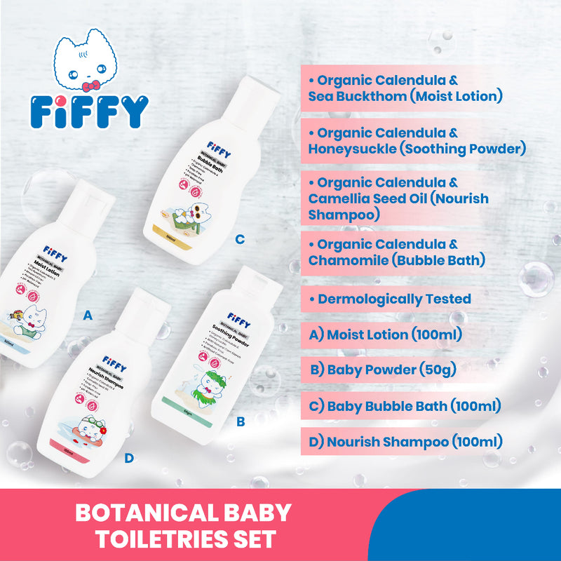 [FIFFY] Baby Body Care Toiletries Set For Travel Body Wash Shampoo Powder Lotion