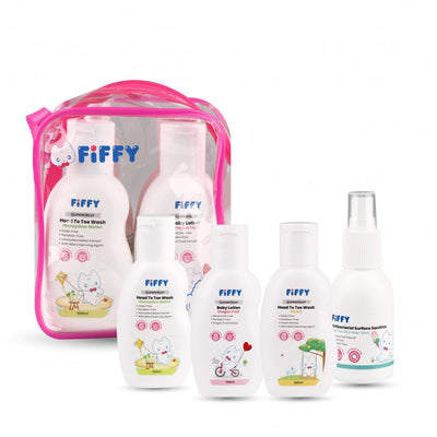 [FIFFY] Baby Travel Size Toiletries Set SuperFruit Sanitizer Head To Toe Wash Gift Set