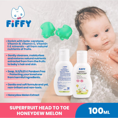 [FIFFY] Baby Travel Size Toiletries Set SuperFruit Sanitizer Head To Toe Wash Gift Set