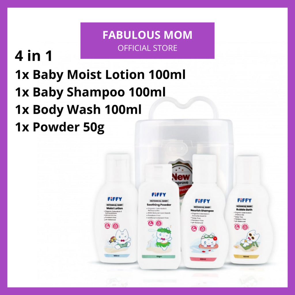 [FIFFY] Baby Body Care Toiletries Set For Travel Body Wash Shampoo Powder Lotion