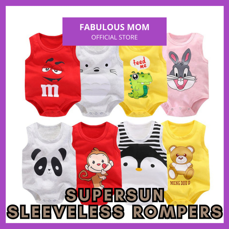 [SUPERSUN] Baby Girls and Boys Sleeveless Rompers Cotton