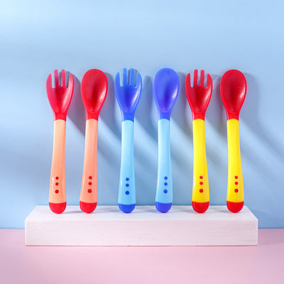 Kids Feeding Essential Spoon Fork Chopstick Silicone Steel Stainless Set