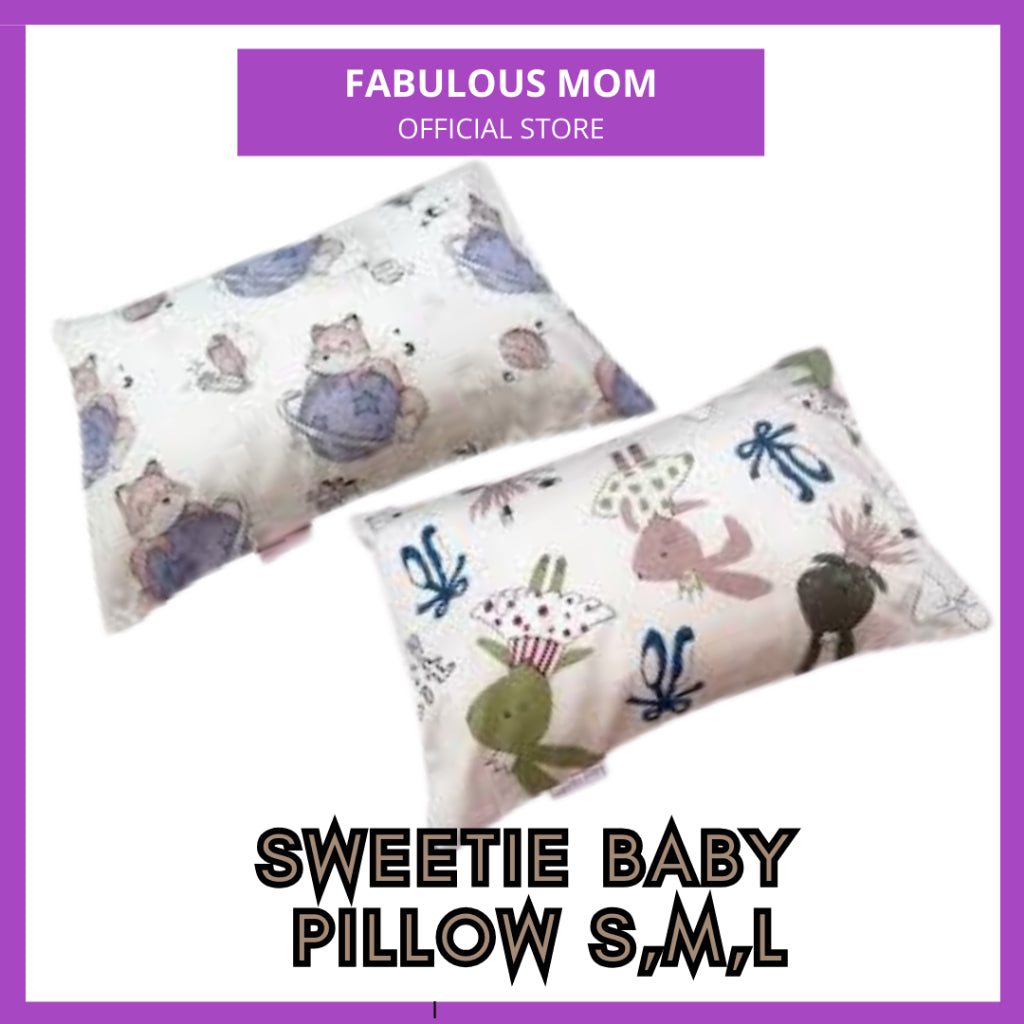 [SWEETIE BABY] Premium Baby Pillow Bantal Bayi Cotton Washable Saiz Kecil Besar S, M, L