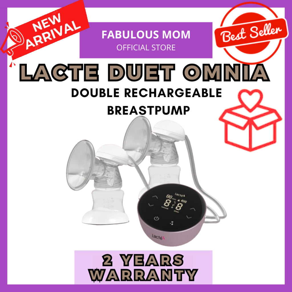 [LACTE] Duet Omnia Pro Breastpump Rechargeable Double Pump Pam Susu Ibu Murah Adjust Speed & Suction + FEE GIFTS