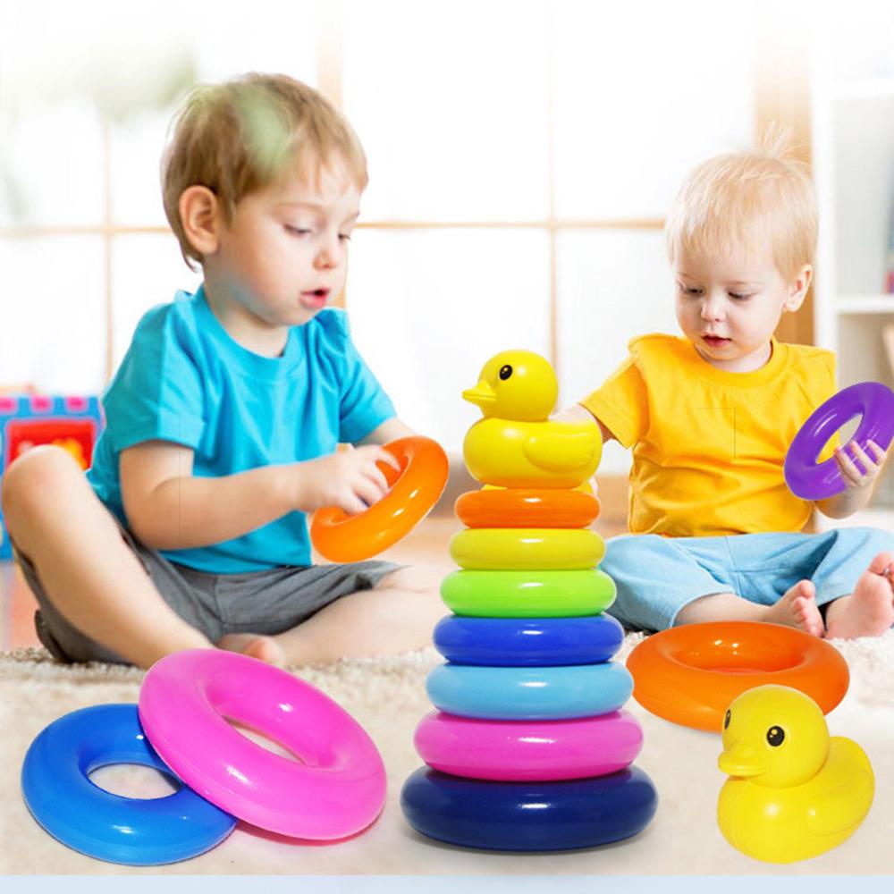Duck Stacking Rings Rainbow Ring Blocks Tower Sensory Educational Toy