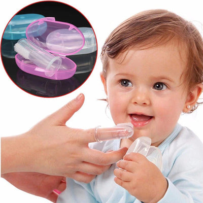 Soft Silicone Finger Toothbrush With Travel Case
