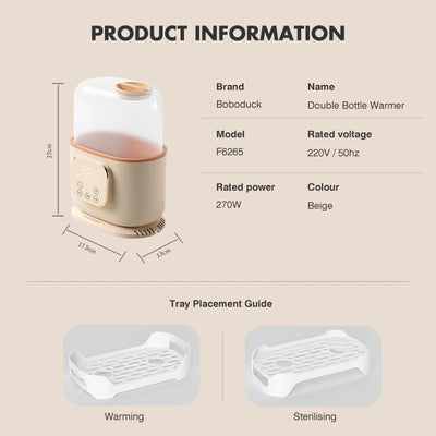 Boboduck 4in1 Multifunctional Baby Milk Bottle Warmer & Steriliser + Free Baby Wipes 80's