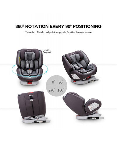 HugoBaby 360 Twist Car Seat ISOFIX 360 Newborn to 12 Years + FREE GIFT 5 in 1 Mummy Diaper Bag Set [6 Years Warranty]