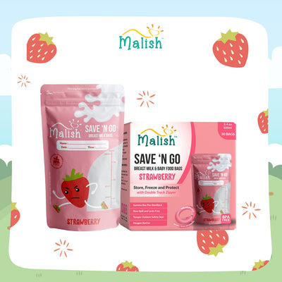 Malish Save N Go Breast Milk & Baby Food Bags (3.4oz/100ml) ( 30 Pcs)