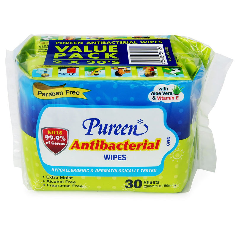 Pureen Antibacterial Baby Wipes 30's (Twins Pack)