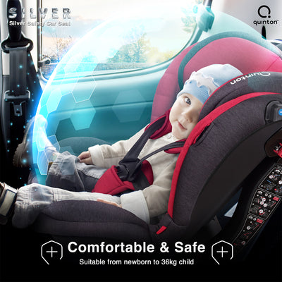 Quinton Silver Safety Car Seat FREE Caddy Diaper Baby Organizer
