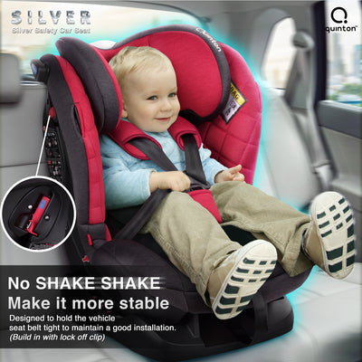 Quinton Silver Safety Newborn to 12 Years Carseat Seatbelt + FREE GIFT 5 in 1 Mummy Diaper Bag Set [3 Years Warranty]