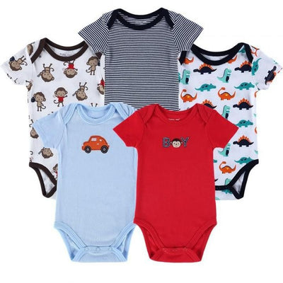 5 in 1 Baby Cotton Baby Short Sleeve Rompers