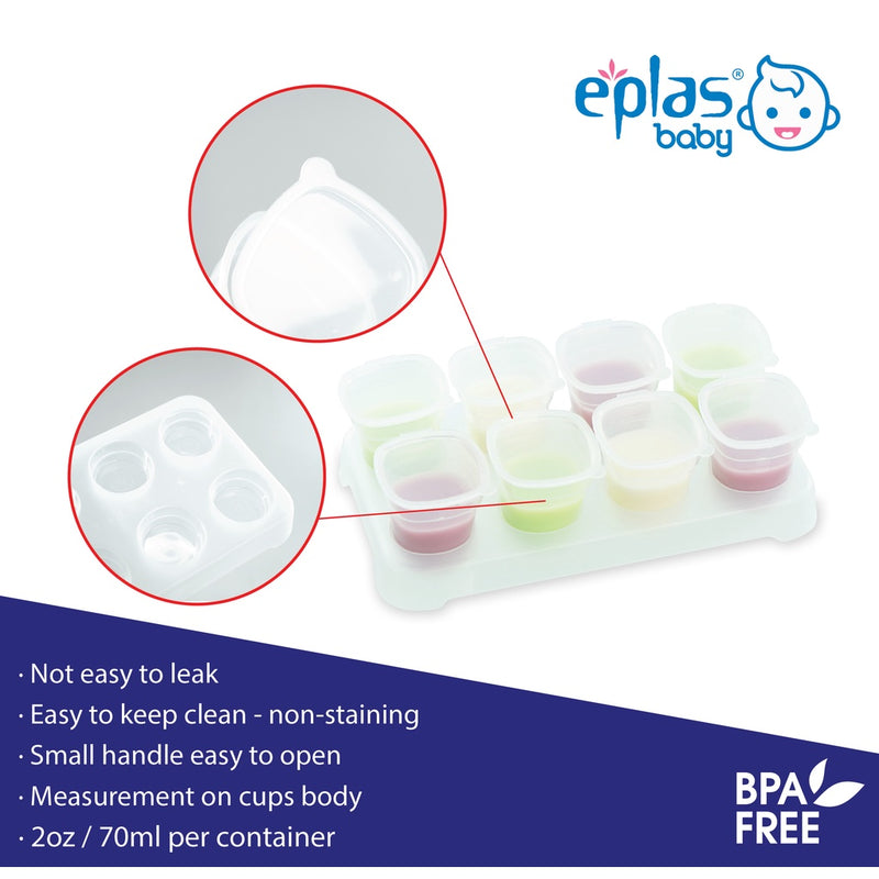 Eplas Cubes Freezer Tray For Storing & Freezing Homemade Baby Puree (70ml/ 2oz X 8)