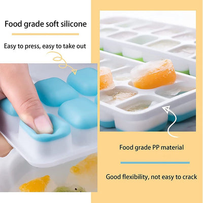 Silicone Baby Food & Breast Milk Storage Freezer Tray With Cover