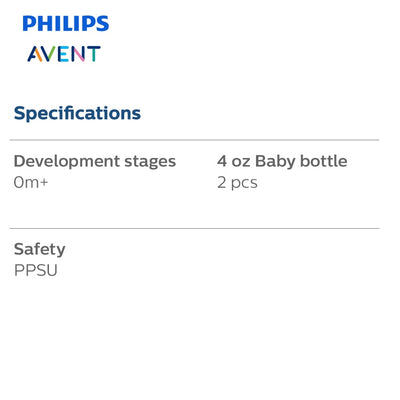 Philips Avent Natural PPSU Baby Bottle 4oz / 125ml [Twin Pack]