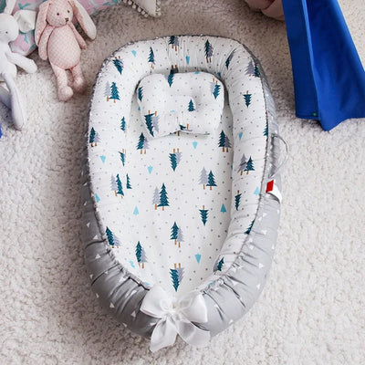 Baby Nest Bed With Pillow Full Cotton Portable Travel Bed